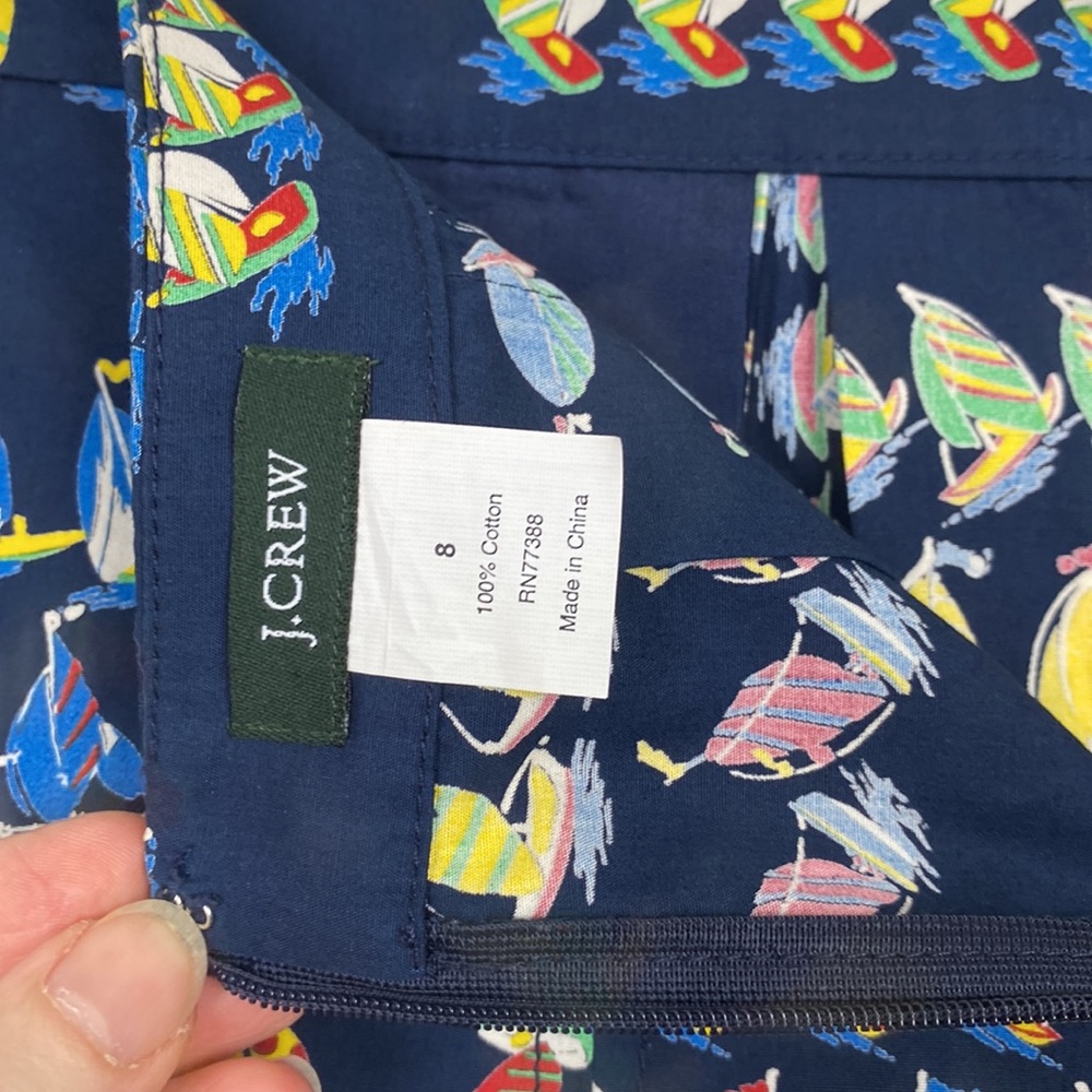 Rare J.Crew 8 Sailboat Skirt Vintage Navy Pleats Side Pockets Back Zipper - Picture 2 of 15